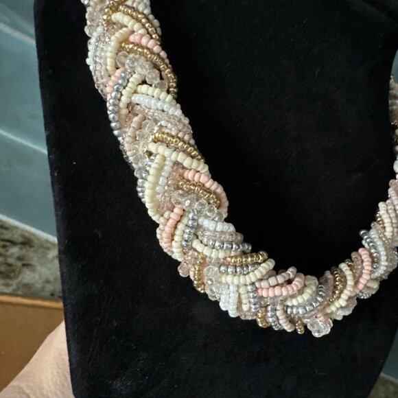2/$18 SALE! Necklace Beaded‎ Braided Fairycore Thick Multi Strand Choker Pink - Picture 4 of 8